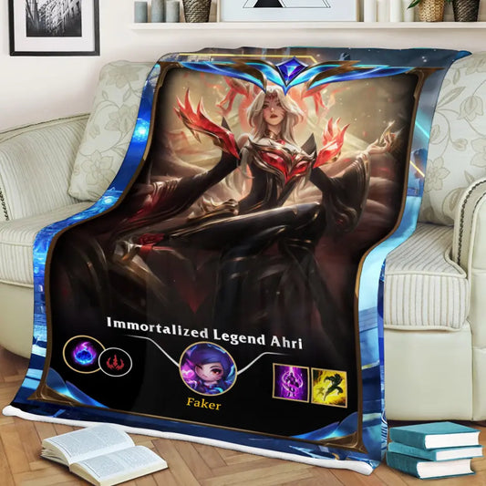 LOL Fanart Ahri Season 2024 - Sherpa Blanket Special Edition