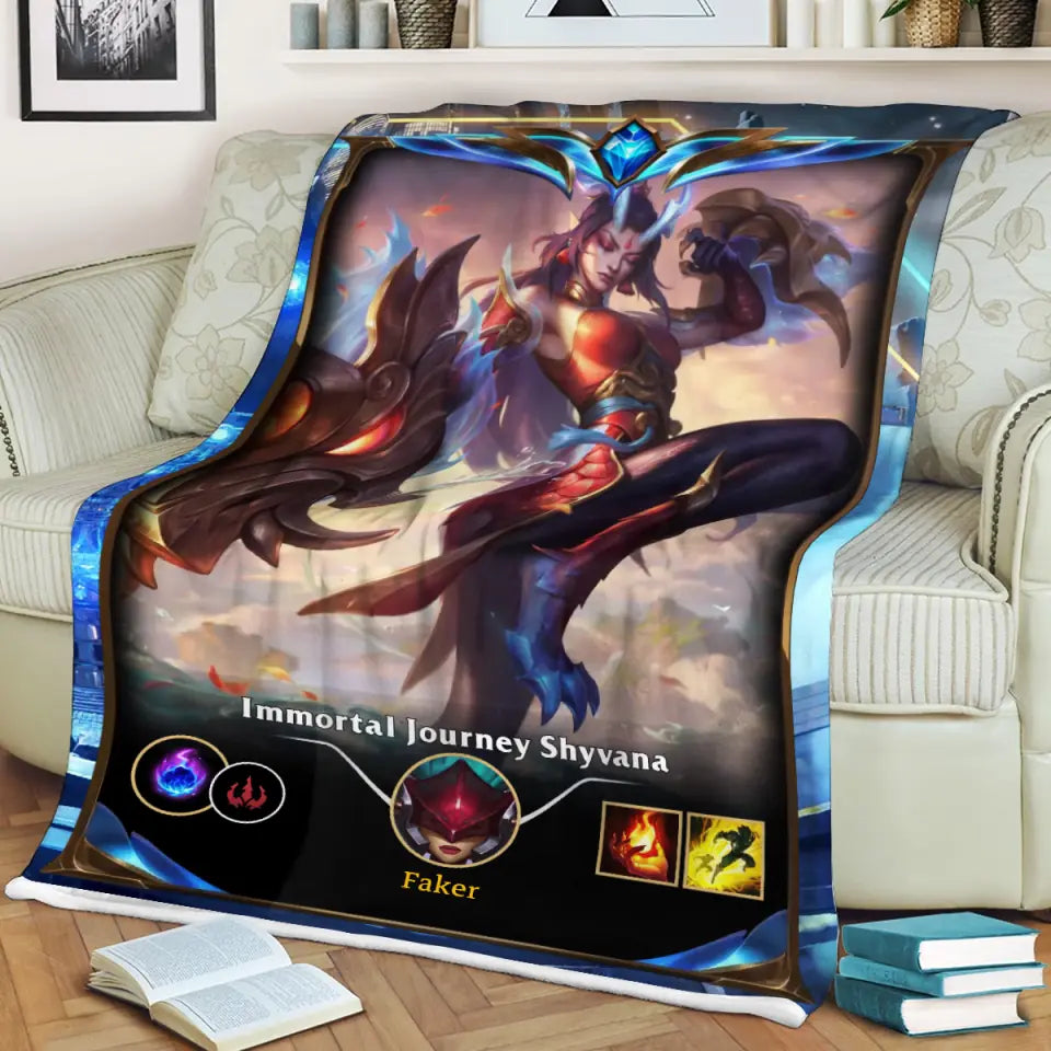 LOL Fanart Shyvana Season 2024 - Sherpa Blanket Special Edition